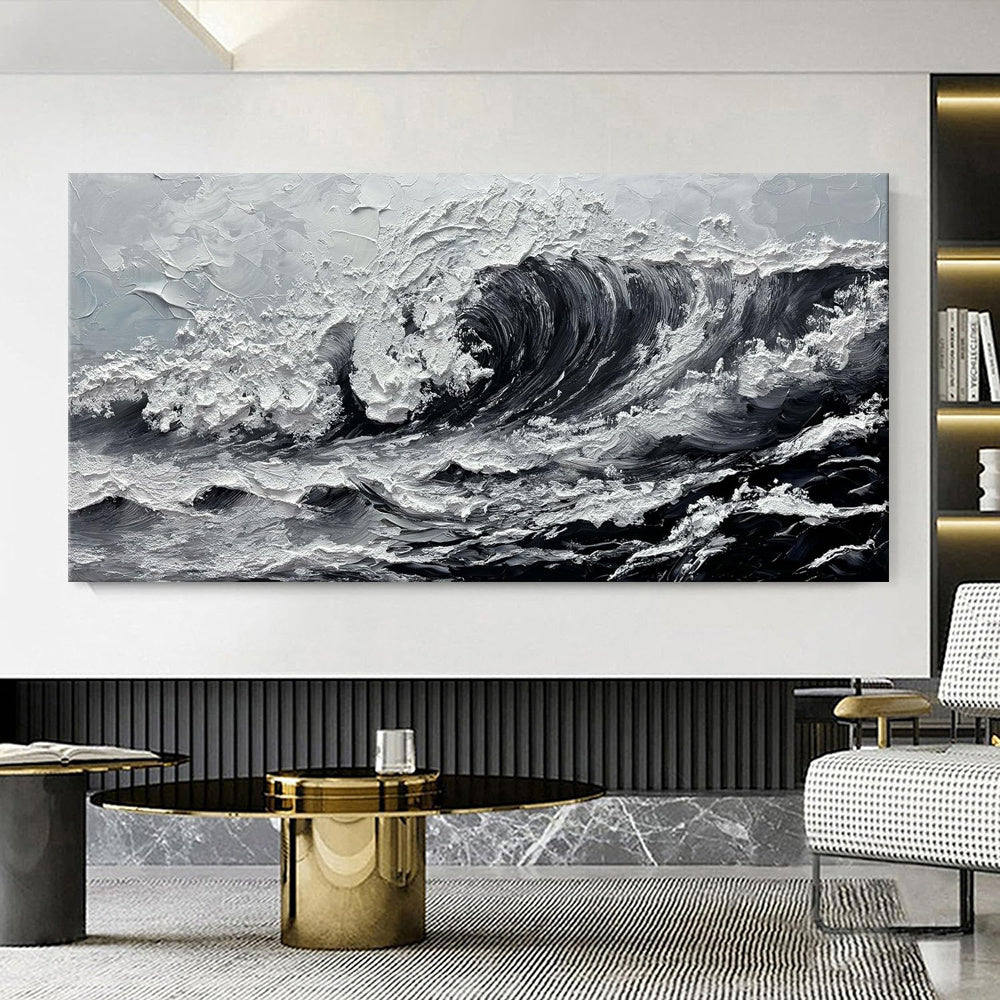 OceanWhisper Canvas – Modern Gray Seascape Art
