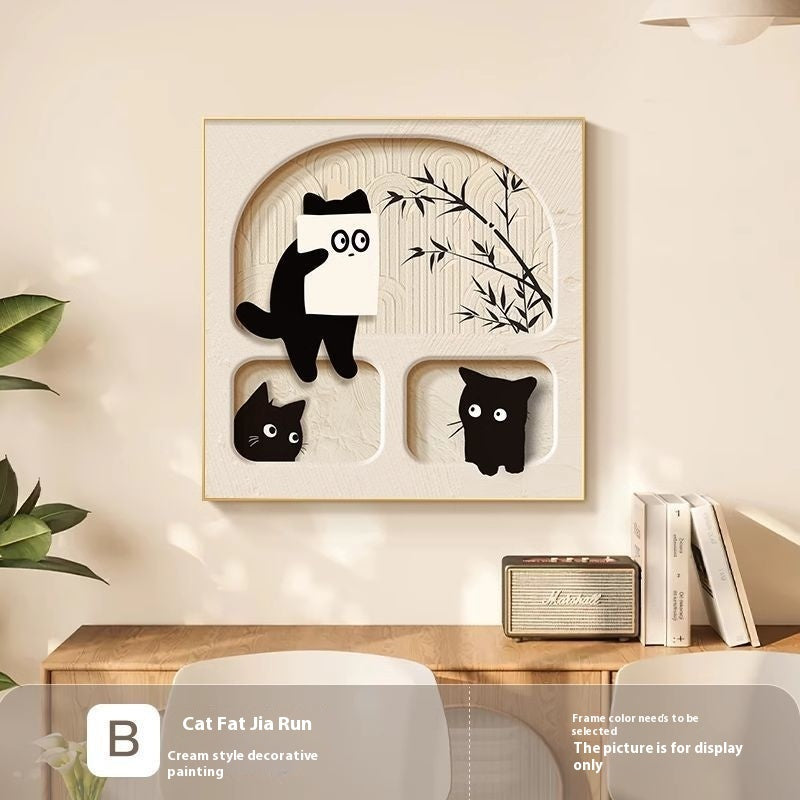 Mielu™ Cream Cat Art Frame — Cozy Aesthetic Wall Decor for Dining & Living Rooms
