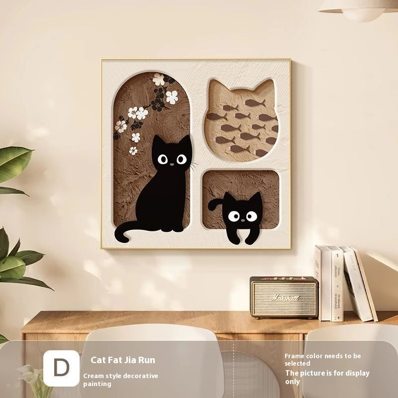 Mielu™ Cream Cat Art Frame — Cozy Aesthetic Wall Decor for Dining & Living Rooms