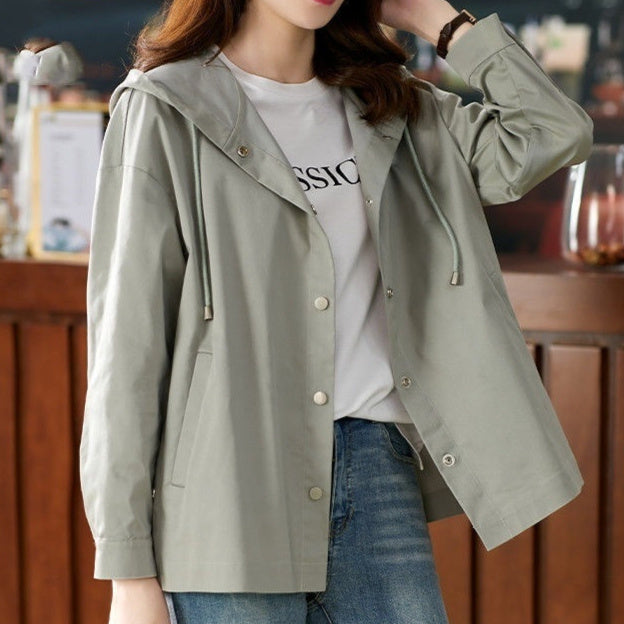 Casual Women’s Hooded Jacket – Modern Short Windbreaker
