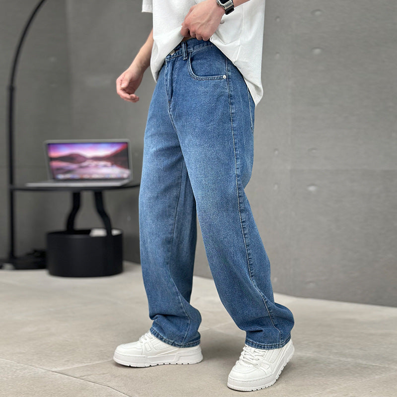 Trendy Wide-Leg Jeans – Men’s Casual Streetwear Denim Pants