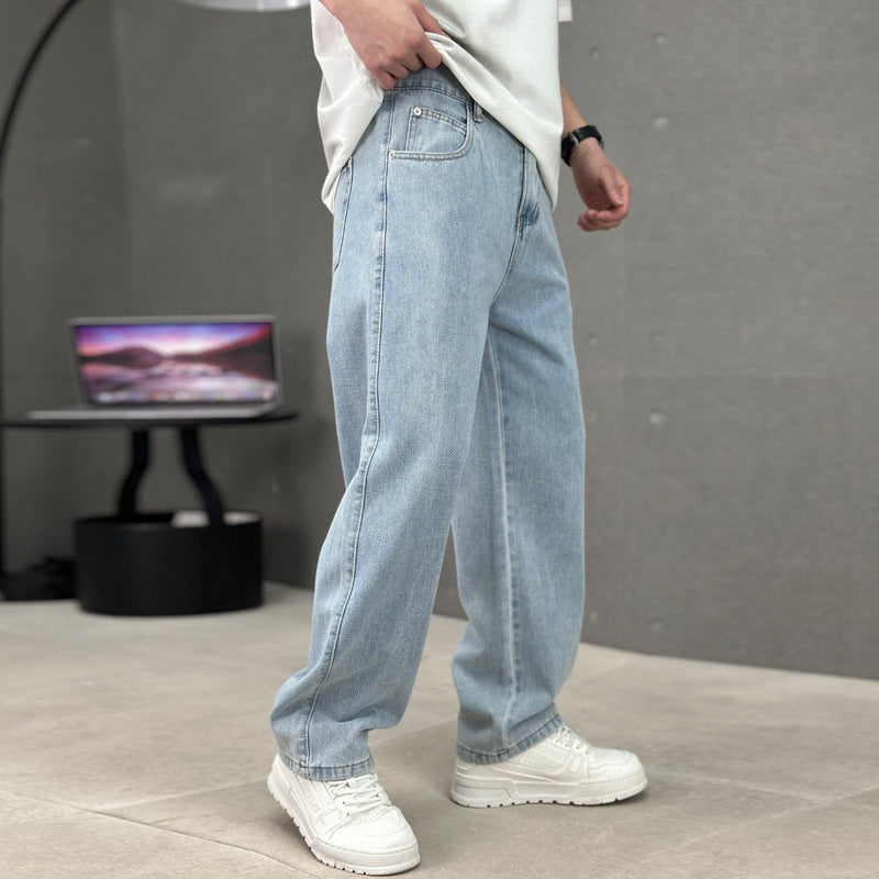 Trendy Wide-Leg Jeans – Men’s Casual Streetwear Denim Pants