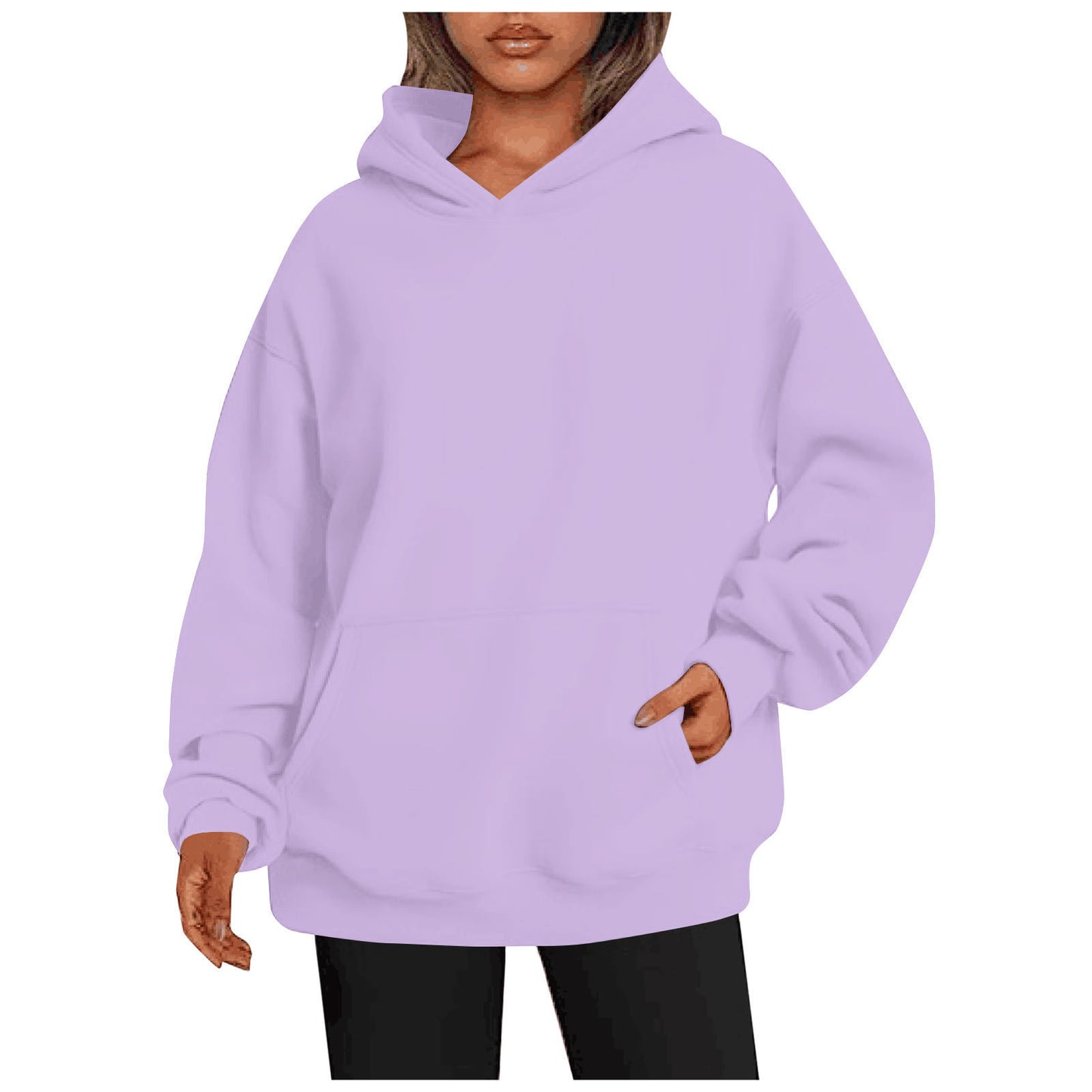 Trendy Solid Color Hoodie – Women’s Streetwear Style
