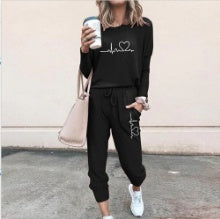 Women’s Casual 2-Piece Sportswear Set – Long Sleeve Top & Jogger Pants