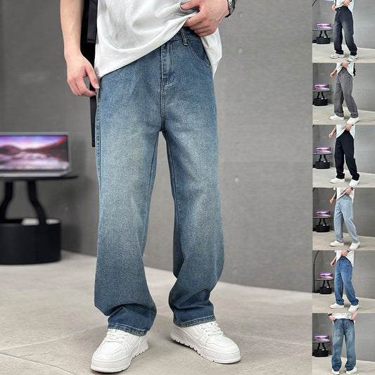 Trendy Wide-Leg Jeans – Men’s Casual Streetwear Denim Pants