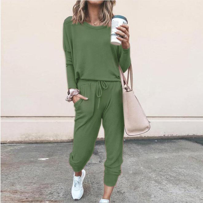 Women’s Casual 2-Piece Sportswear Set – Long Sleeve Top & Jogger Pants
